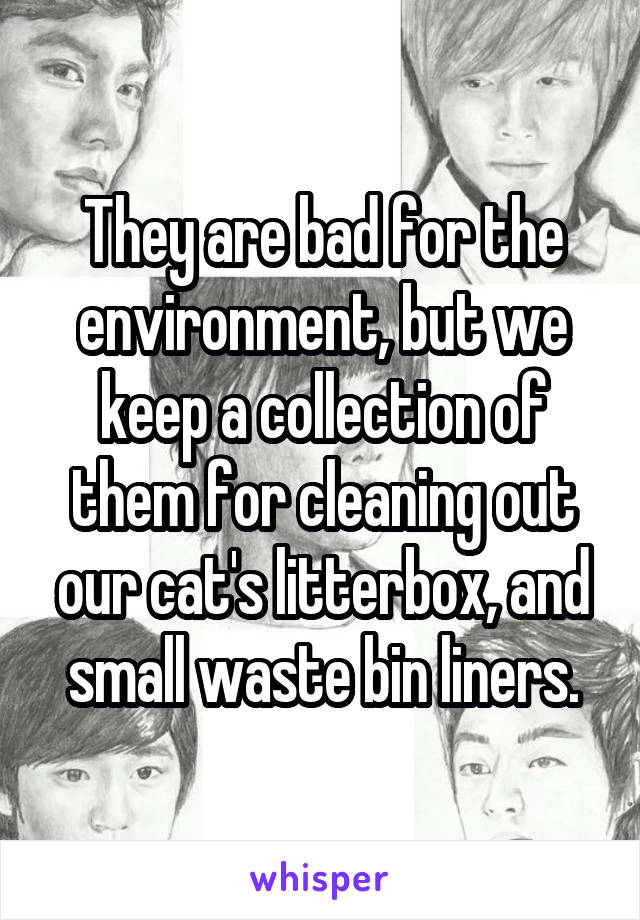 They are bad for the environment, but we keep a collection of them for cleaning out our cat's litterbox, and small waste bin liners.