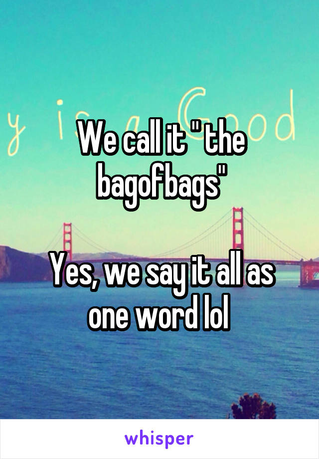 We call it " the bagofbags"

Yes, we say it all as one word lol 