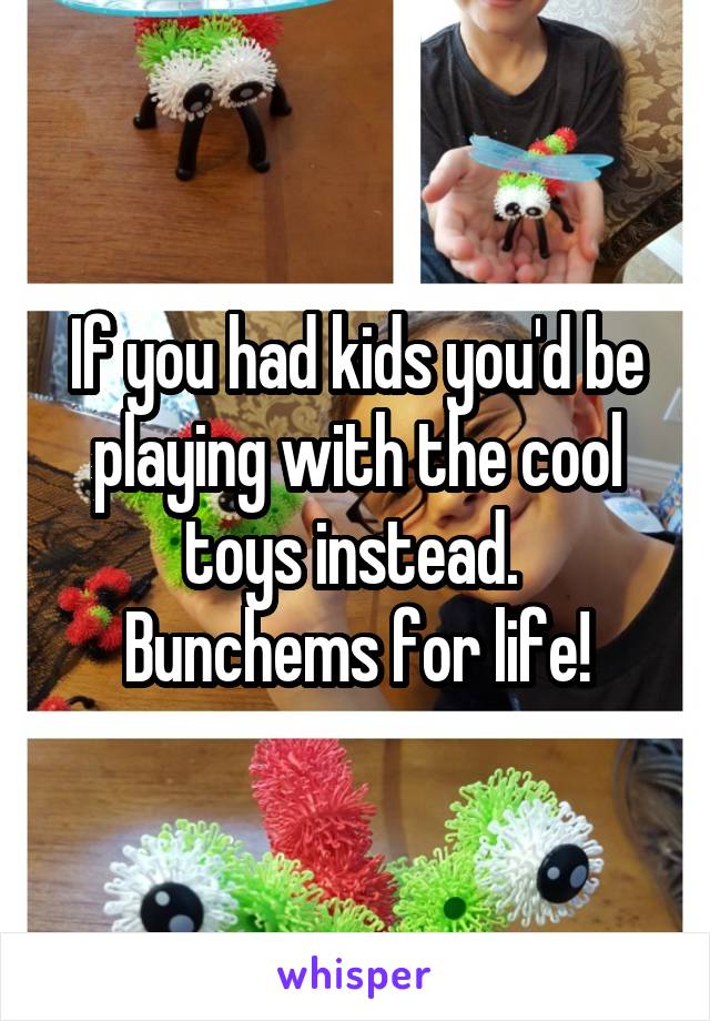 If you had kids you'd be playing with the cool toys instead. 
Bunchems for life!