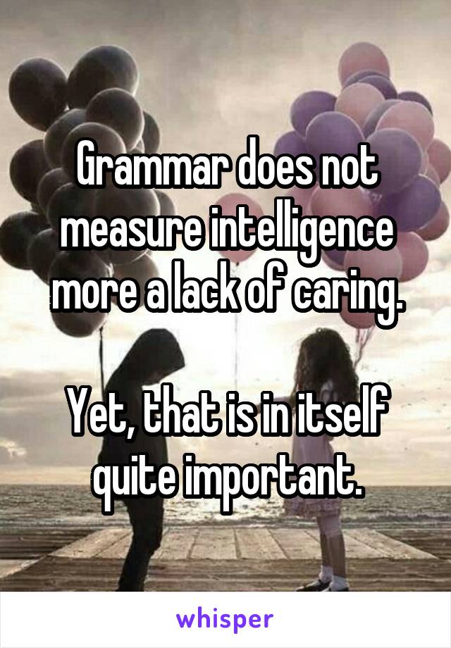 Grammar does not measure intelligence more a lack of caring.

Yet, that is in itself quite important.