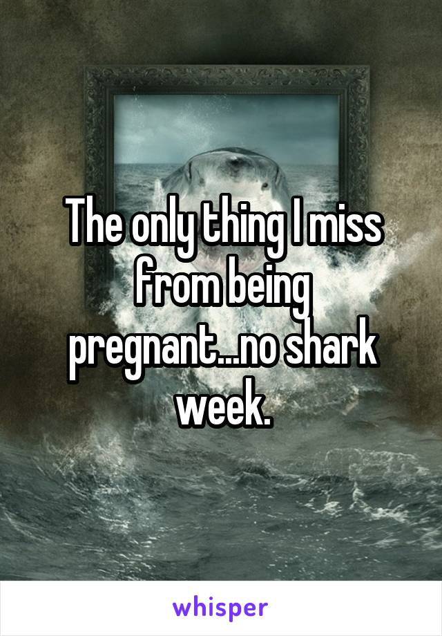 The only thing I miss from being pregnant...no shark week.