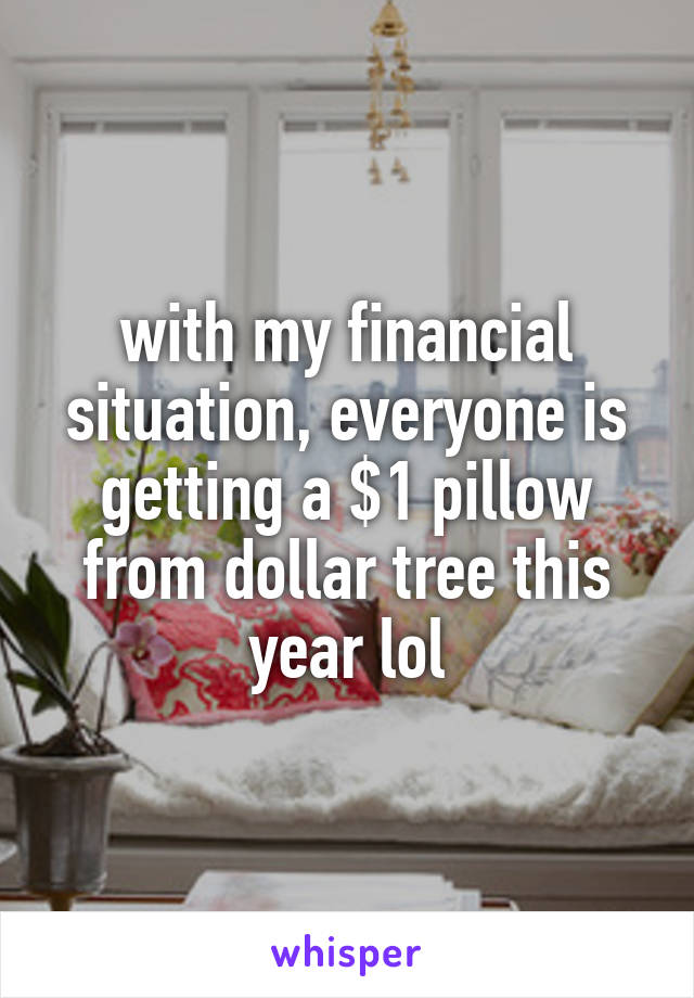 with my financial situation, everyone is getting a $1 pillow from dollar tree this year lol