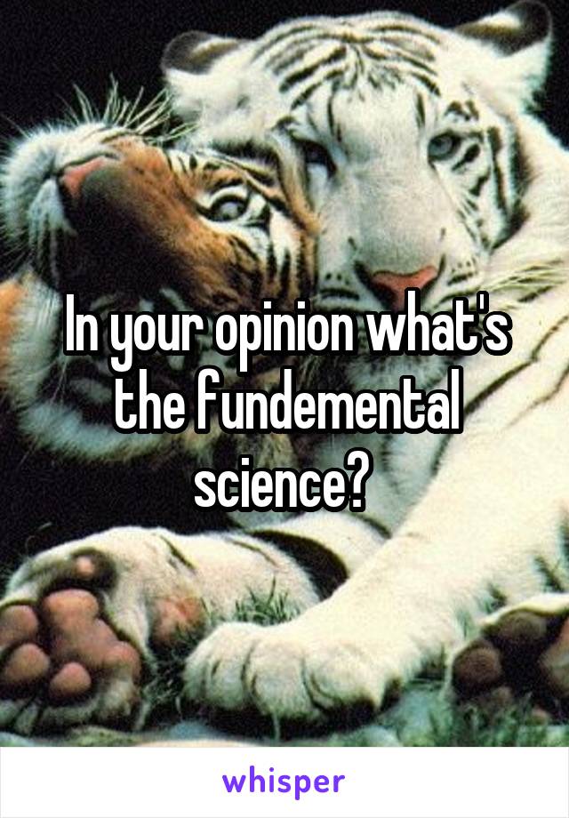 In your opinion what's the fundemental science? 