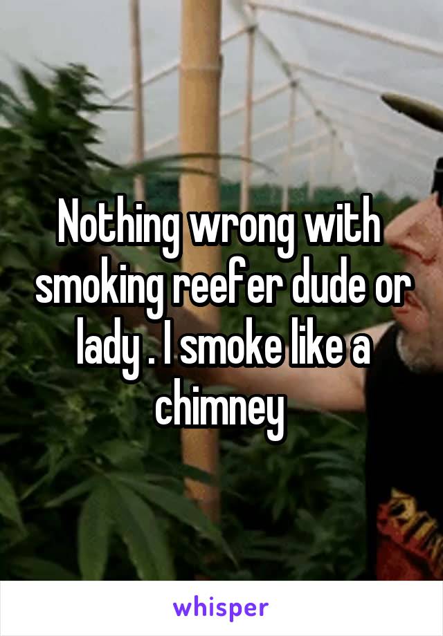 Nothing wrong with  smoking reefer dude or lady . I smoke like a chimney 