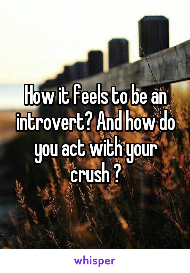 How it feels to be an introvert? And how do you act with your crush ?
