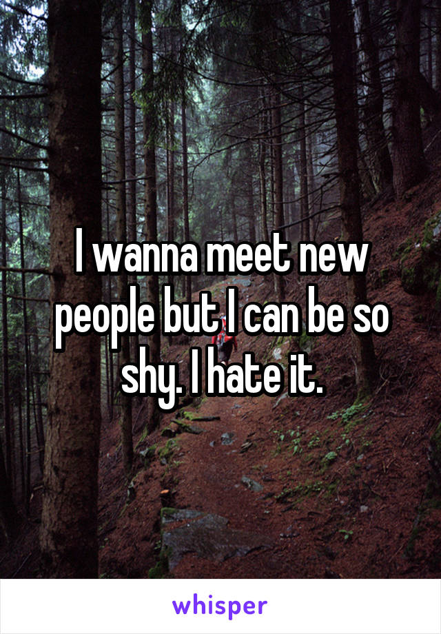 I wanna meet new people but I can be so shy. I hate it.