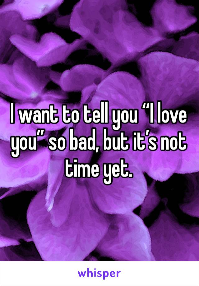 I want to tell you “I love you” so bad, but it’s not time yet.