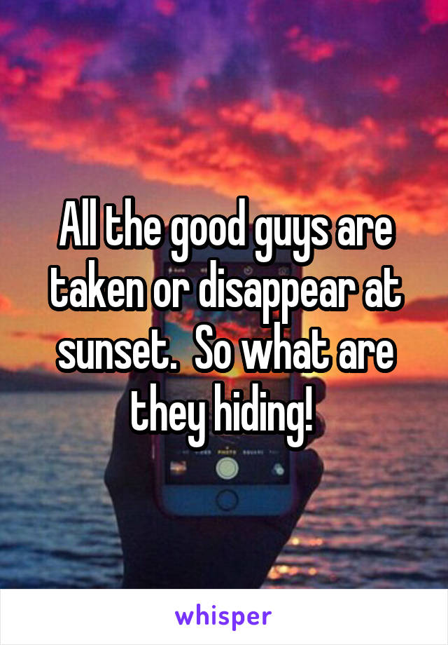 All the good guys are taken or disappear at sunset.  So what are they hiding! 