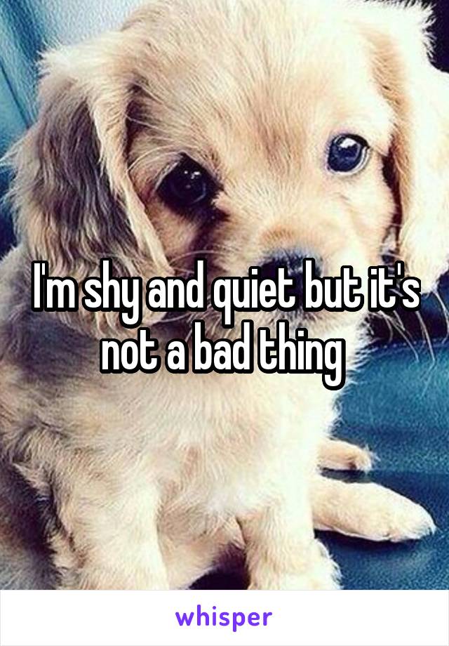 I'm shy and quiet but it's not a bad thing 