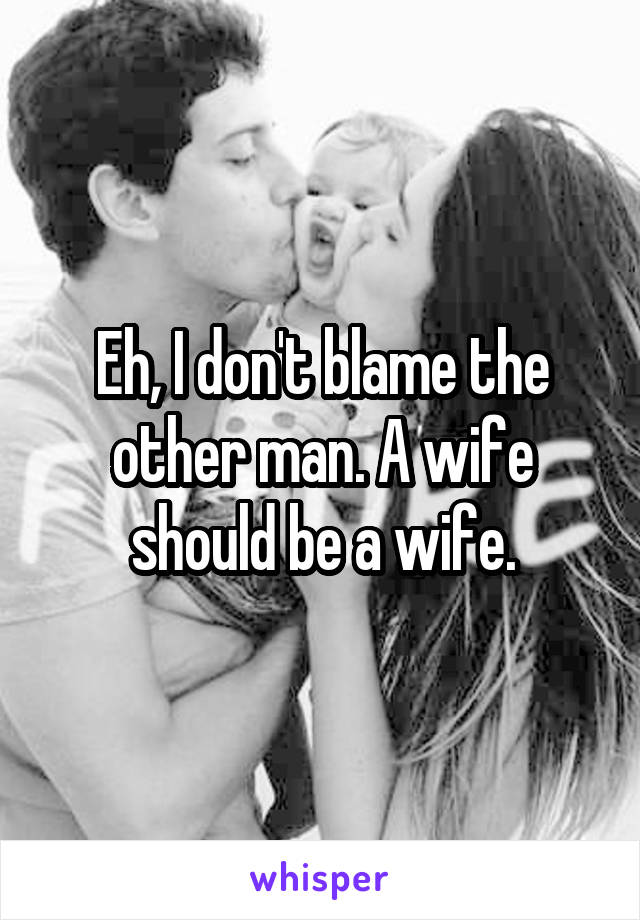 Eh, I don't blame the other man. A wife should be a wife.