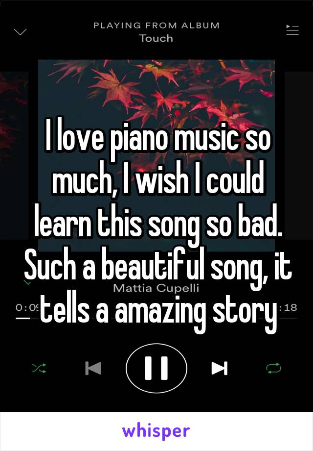 I love piano music so much, I wish I could learn this song so bad. Such a beautiful song, it tells a amazing story