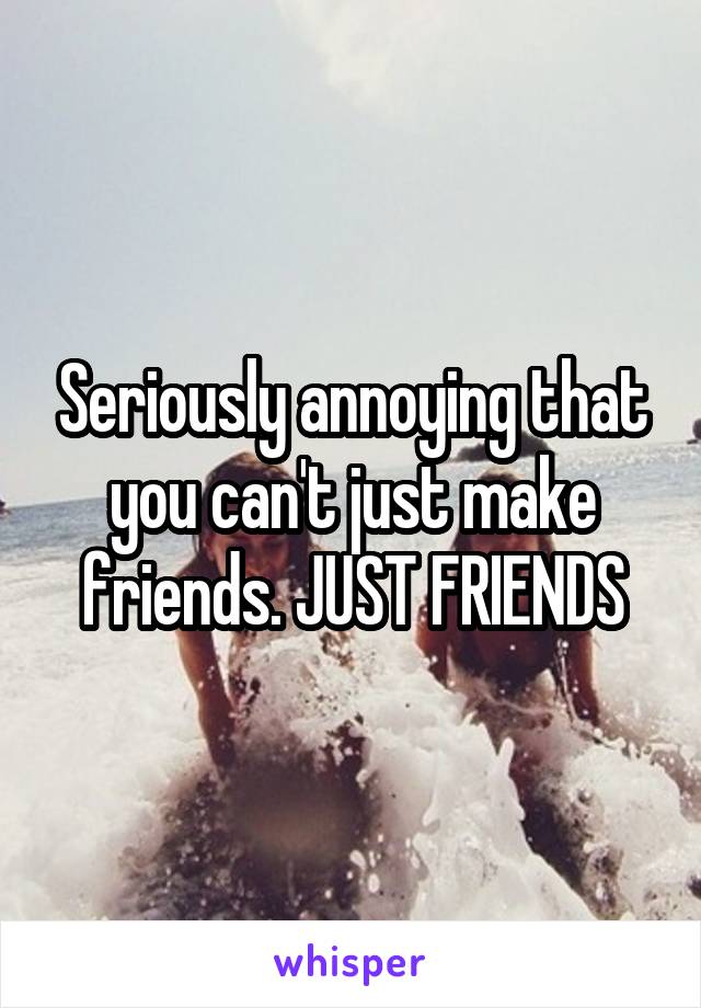 Seriously annoying that you can't just make friends. JUST FRIENDS