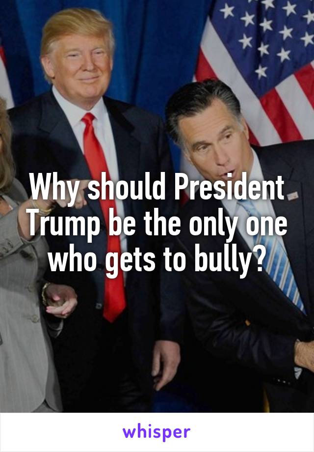 Why should President Trump be the only one who gets to bully?