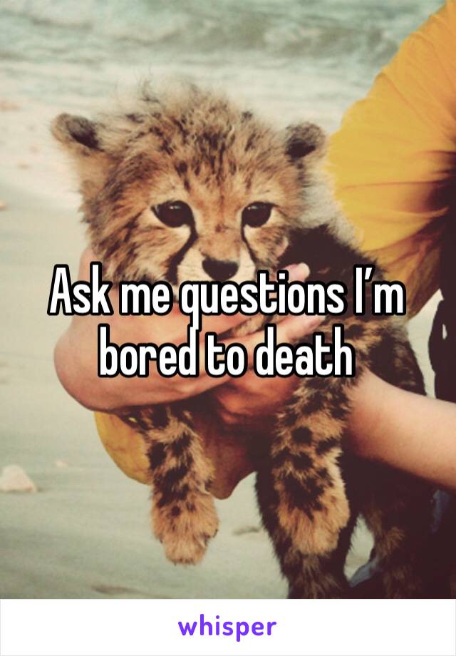 Ask me questions I’m bored to death 