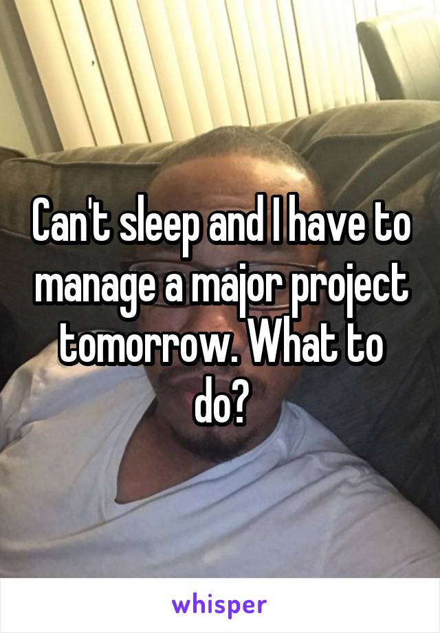 Can't sleep and I have to manage a major project tomorrow. What to do?