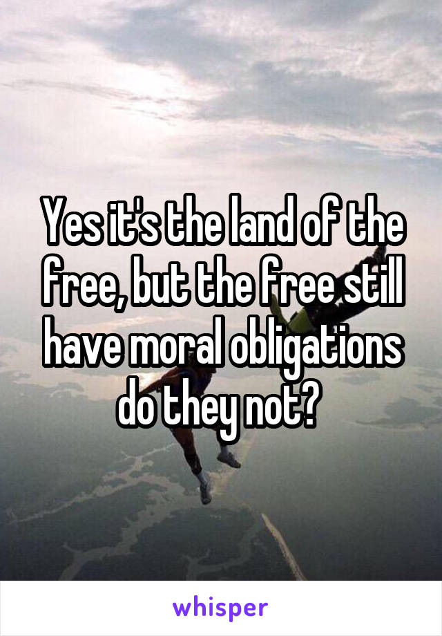 Yes it's the land of the free, but the free still have moral obligations do they not? 