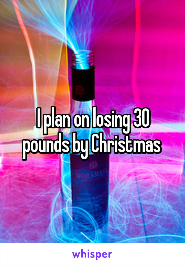 I plan on losing 30 pounds by Christmas 