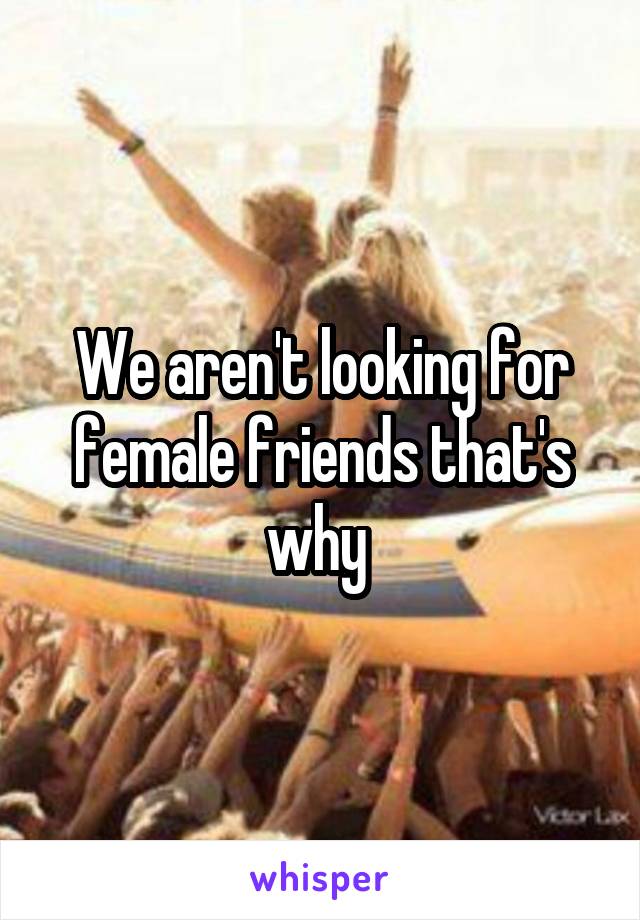 We aren't looking for female friends that's why 