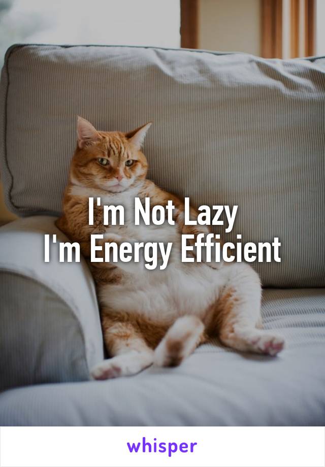 I'm Not Lazy
I'm Energy Efficient