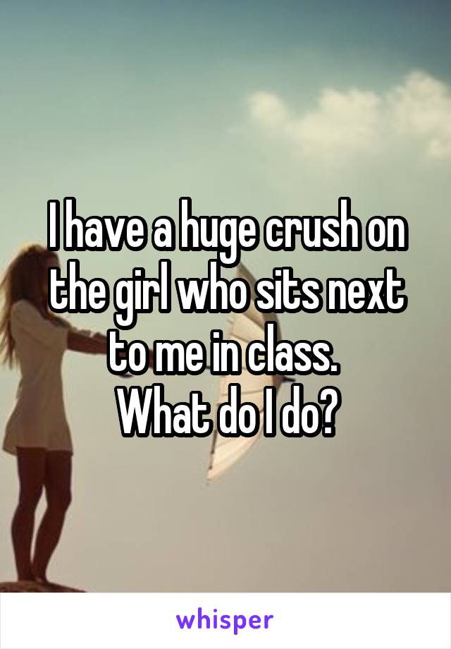 I have a huge crush on the girl who sits next to me in class. 
What do I do?