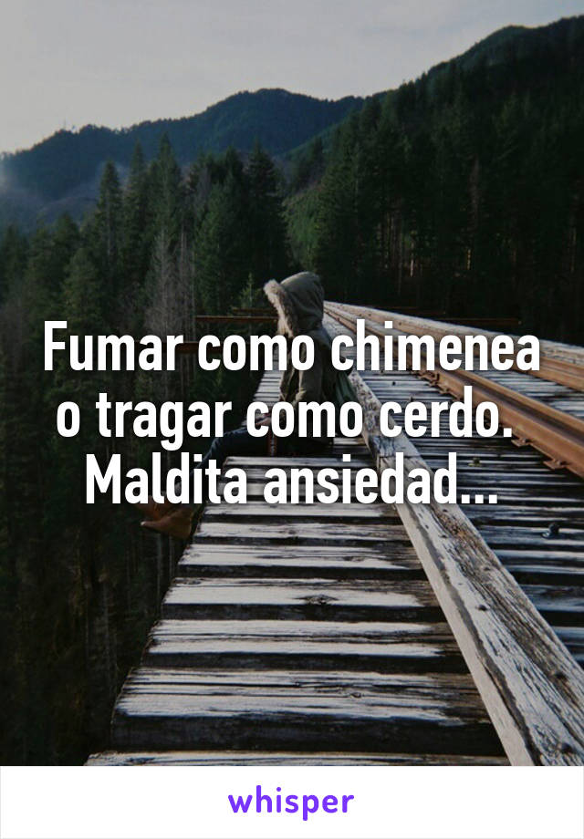 Fumar como chimenea o tragar como cerdo. 
Maldita ansiedad...