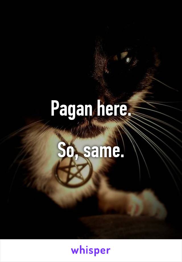 Pagan here.

So, same.