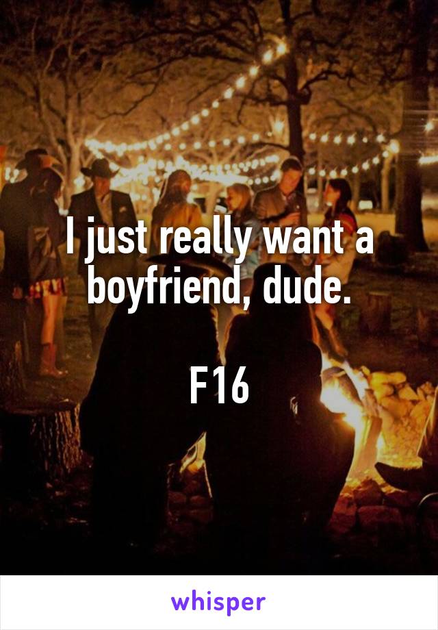 I just really want a boyfriend, dude.

F16