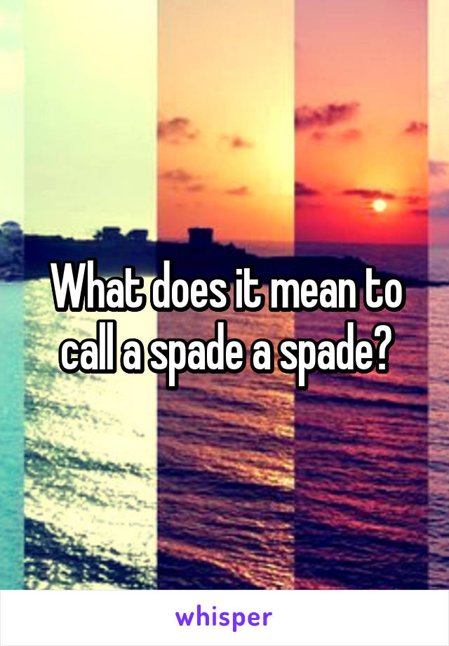 What does it mean to call a spade a spade?