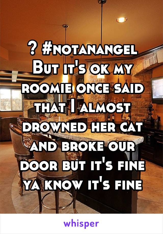 😂 #notanangel
But it's ok my roomie once said that I almost drowned her cat and broke our door but it's fine ya know it's fine
