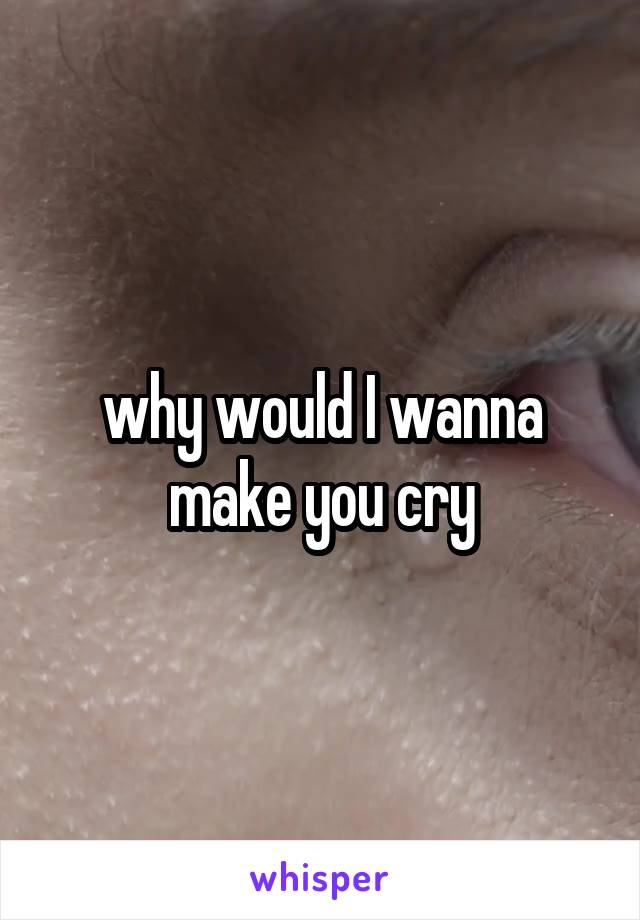 why would I wanna make you cry