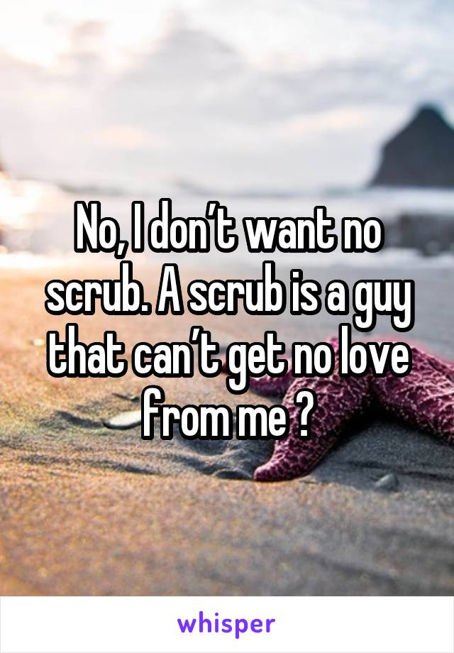 No, I don’t want no scrub. A scrub is a guy that can’t get no love from me 🎶