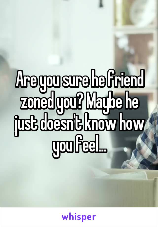 Are you sure he friend zoned you? Maybe he just doesn't know how you feel...