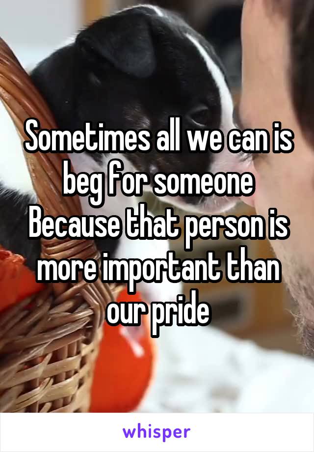 Sometimes all we can is beg for someone
Because that person is more important than our pride