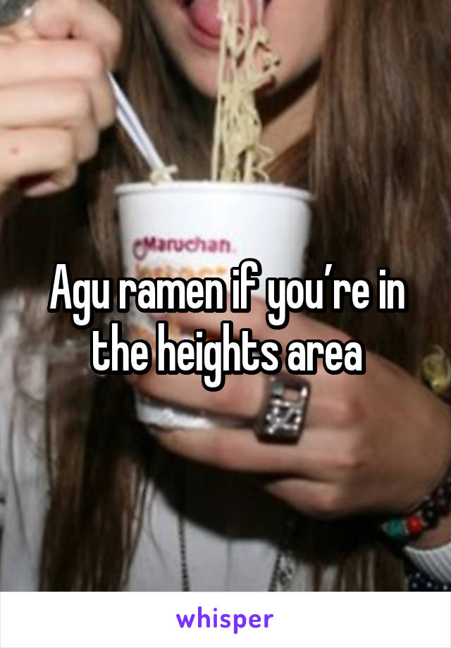 Agu ramen if you’re in the heights area