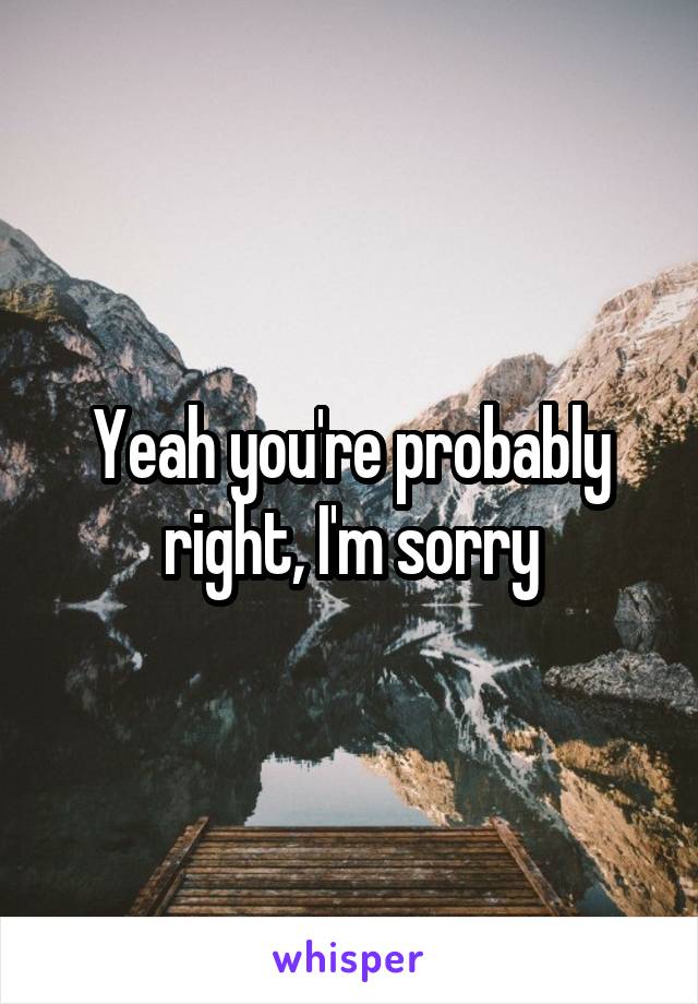 Yeah you're probably right, I'm sorry