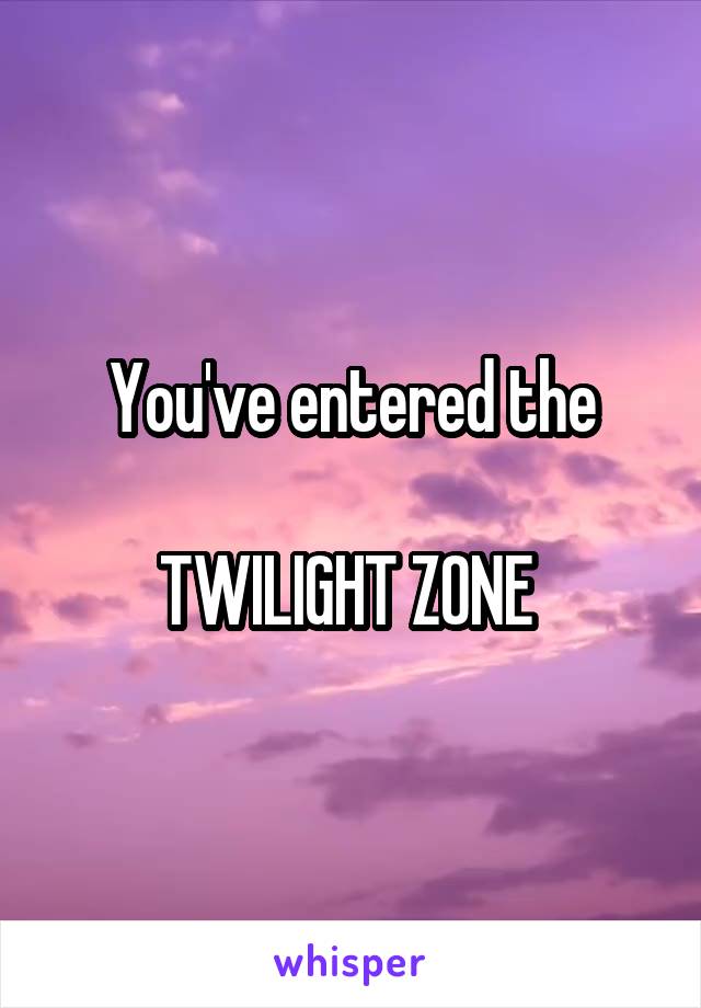 You've entered the

TWILIGHT ZONE 