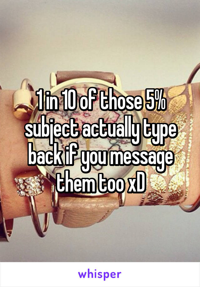1 in 10 of those 5% subject actually type back if you message them too xD