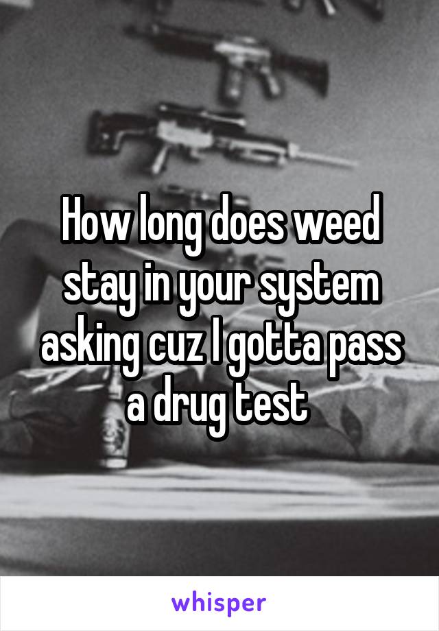 How long does weed stay in your system asking cuz I gotta pass a drug test 