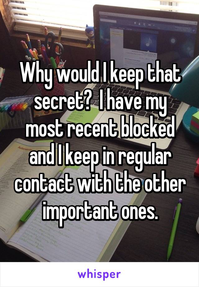 Why would I keep that secret?  I have my most recent blocked and I keep in regular contact with the other important ones.