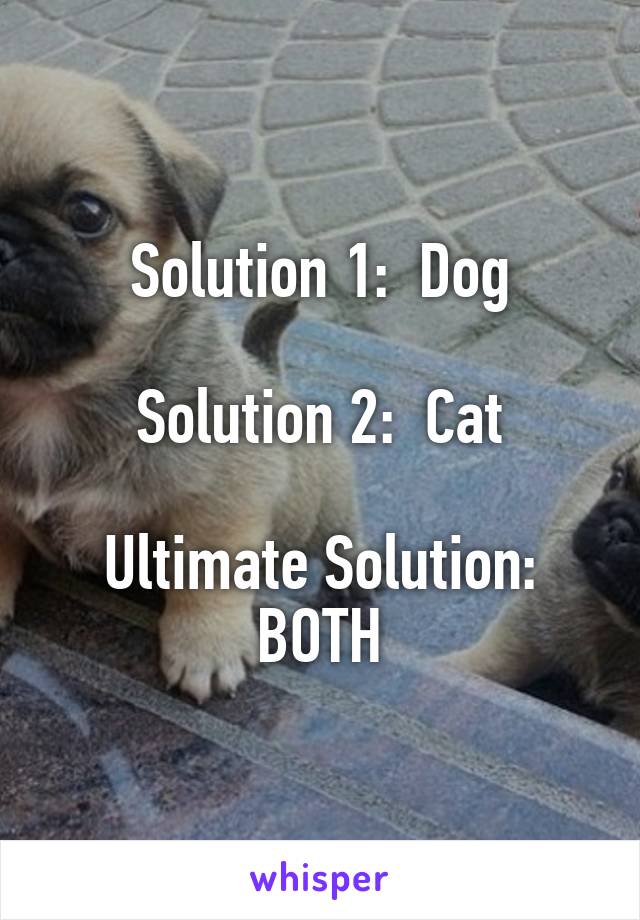 Solution 1:  Dog

Solution 2:  Cat

Ultimate Solution: BOTH