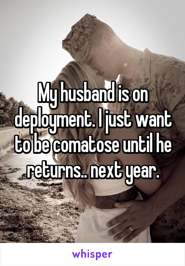 My husband is on deployment. I just want to be comatose until he returns.. next year.