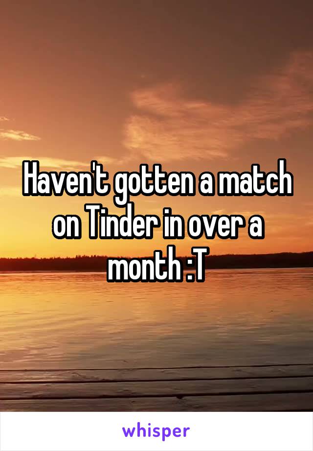 Haven't gotten a match on Tinder in over a month :T