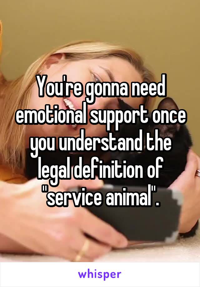 You're gonna need emotional support once you understand the legal definition of "service animal".