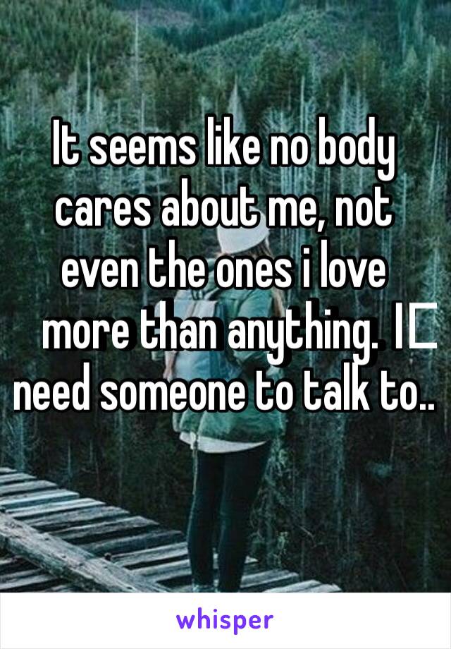 It seems like no body cares about me, not even the ones i love more than anything. I️ need someone to talk to..