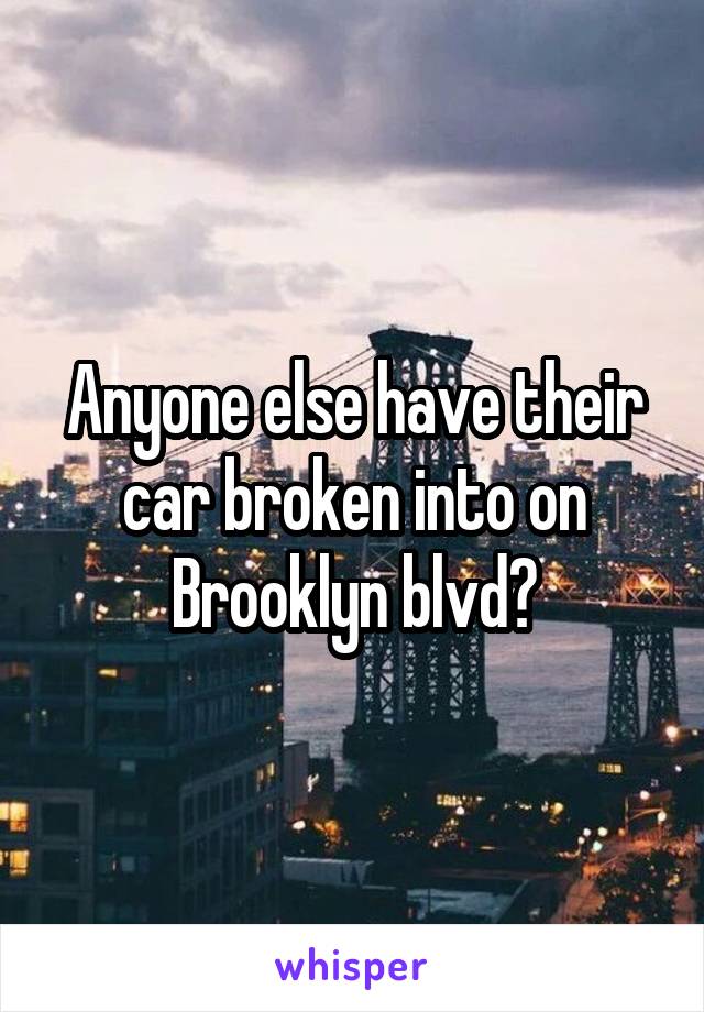 Anyone else have their car broken into on Brooklyn blvd?