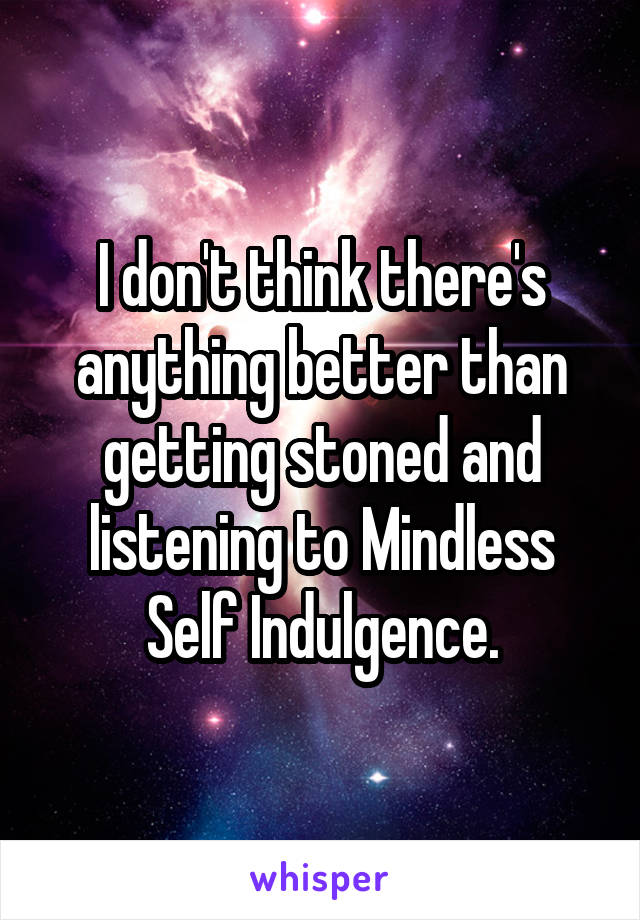 I don't think there's anything better than getting stoned and listening to Mindless Self Indulgence.