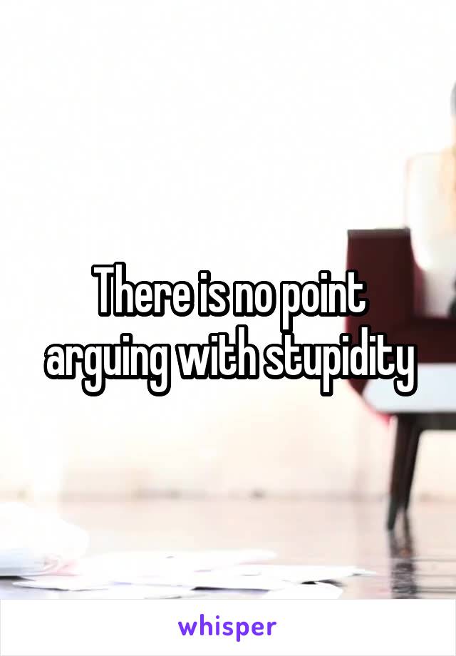 There is no point arguing with stupidity