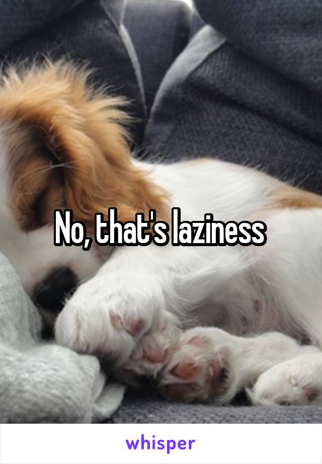 No, that's laziness 