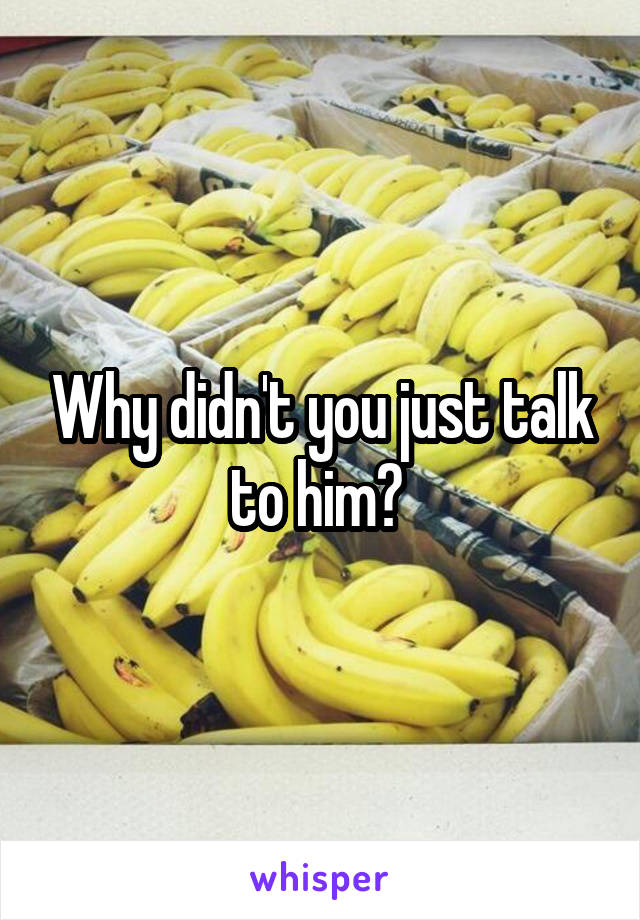 Why didn't you just talk to him? 