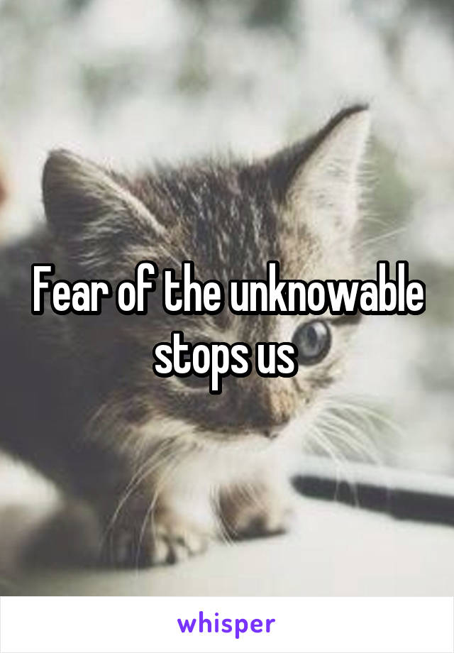 Fear of the unknowable stops us 